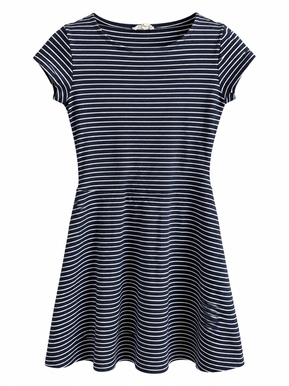 Bizzbee French Navy Blue & White Striped Short-Sleeve Skater Dress Size XS